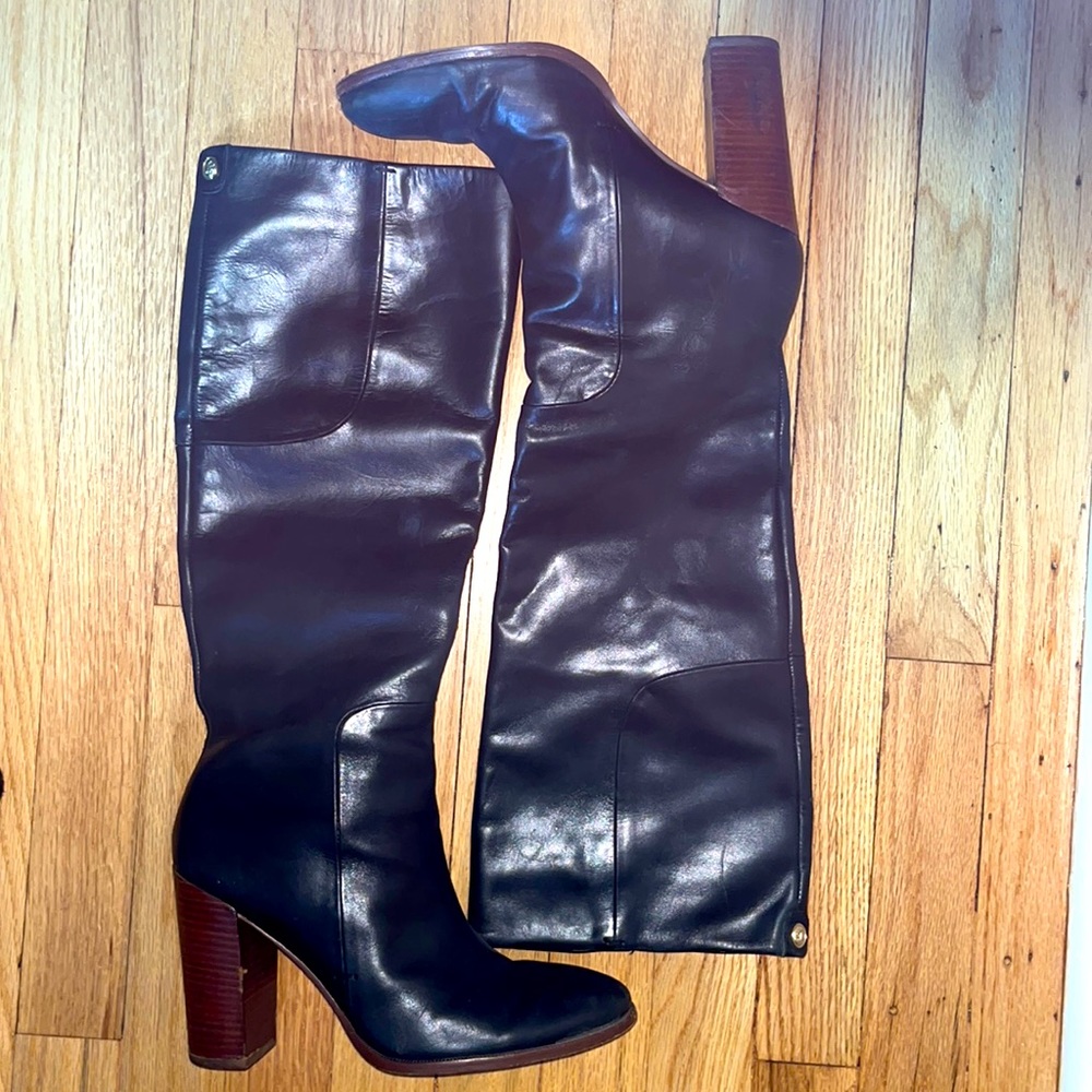 Knee high black leather ivanka trump boots